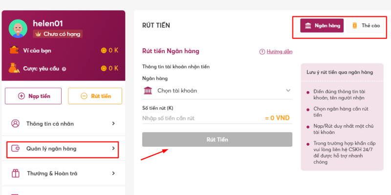 Rút tiền Net88 - Thao tác nhanh chóng, đơn giản