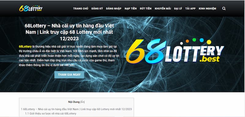 Giới thiệu về trang website 68Lottery.best