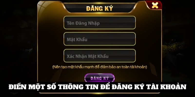 Điền thông tin mở tài khoản tại cổng game