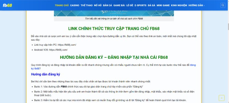 Giao diện FB68vi.com bố trí khoa học và rất logic tiện lợi cho mọi người