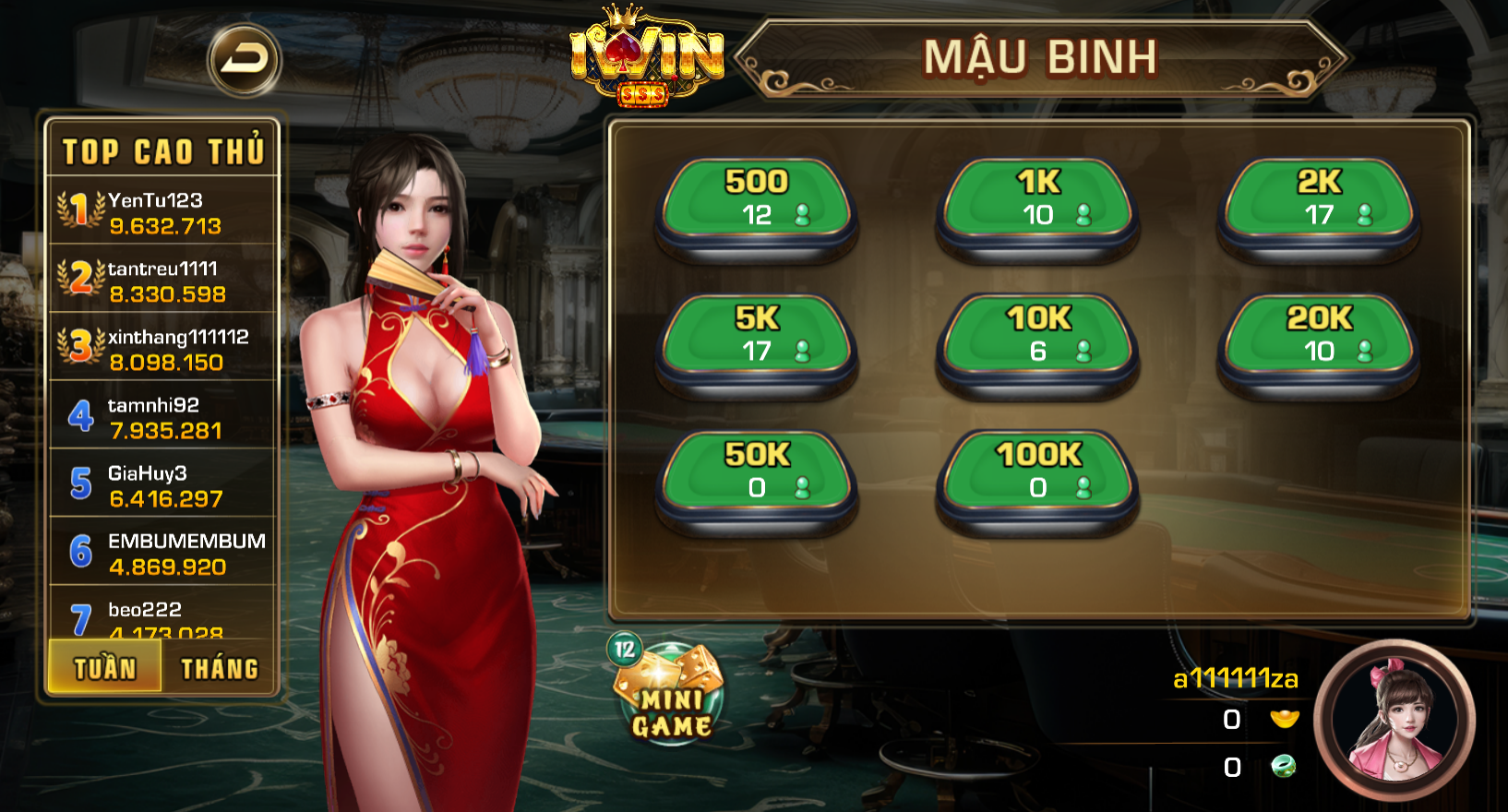 Hướng dẫn cách chơi game bài Mậu Binh tại iWin